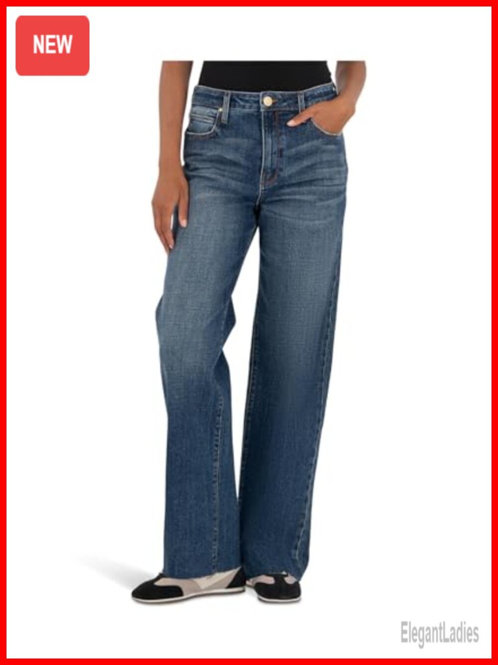 High-Rise Straight Leg Raw Hem Jeans